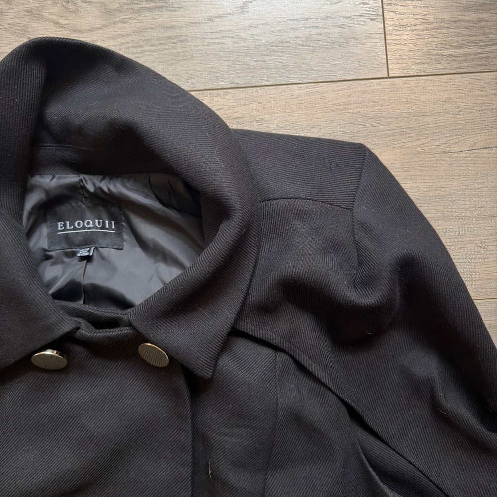 Eloquii Black Cape Coat with Gold Accents - Picture 3 of 4